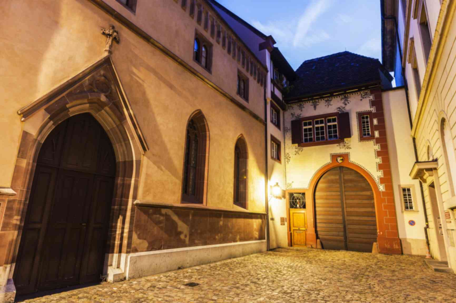 Basel Historic Courtyard at Night