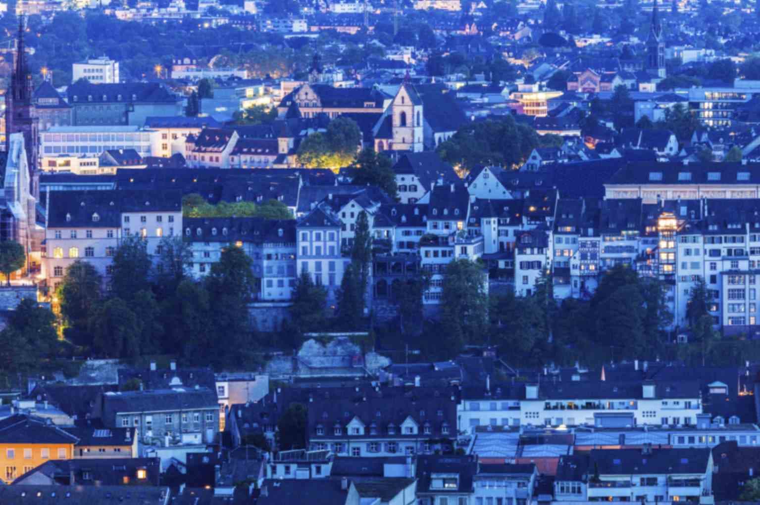 Basel Old Town Night Panorama