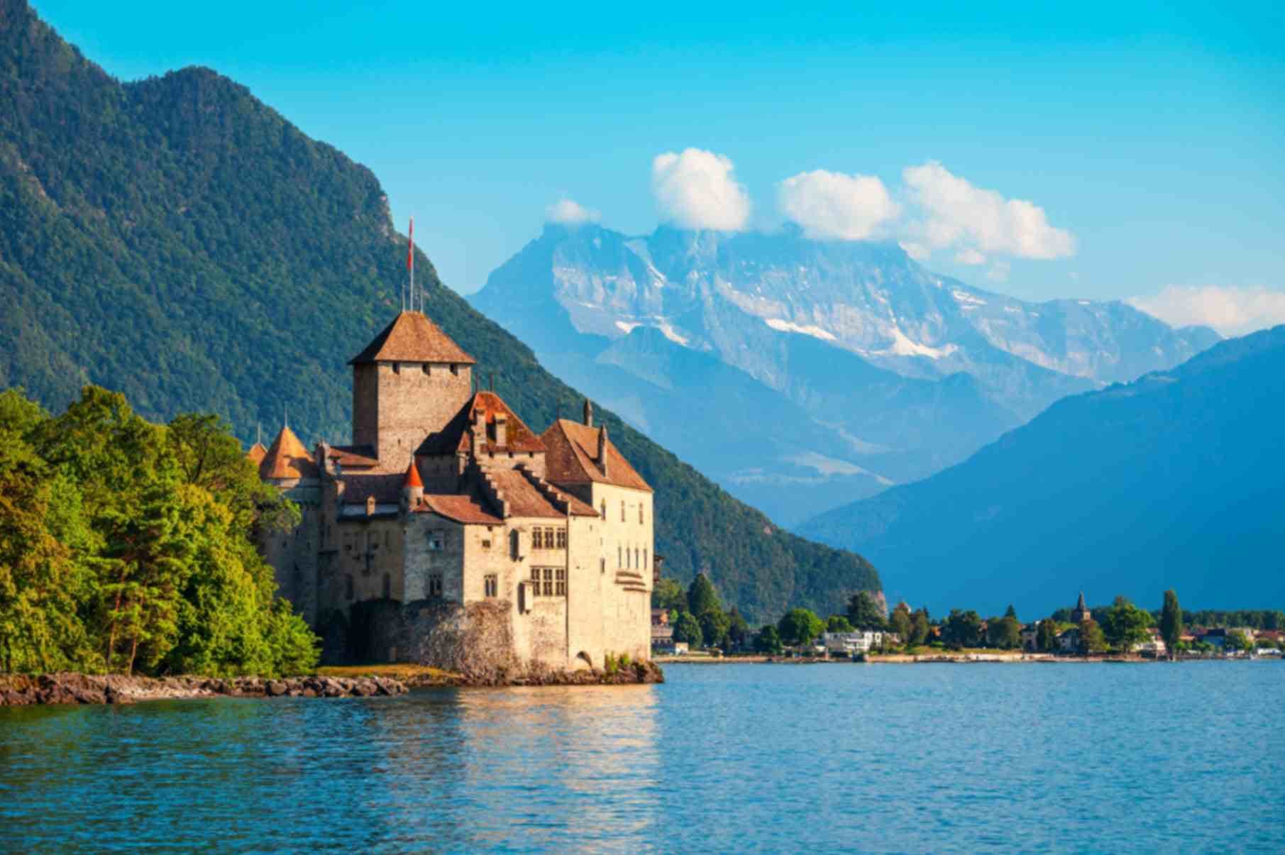Castillo de Chillon y lago de Ginebra