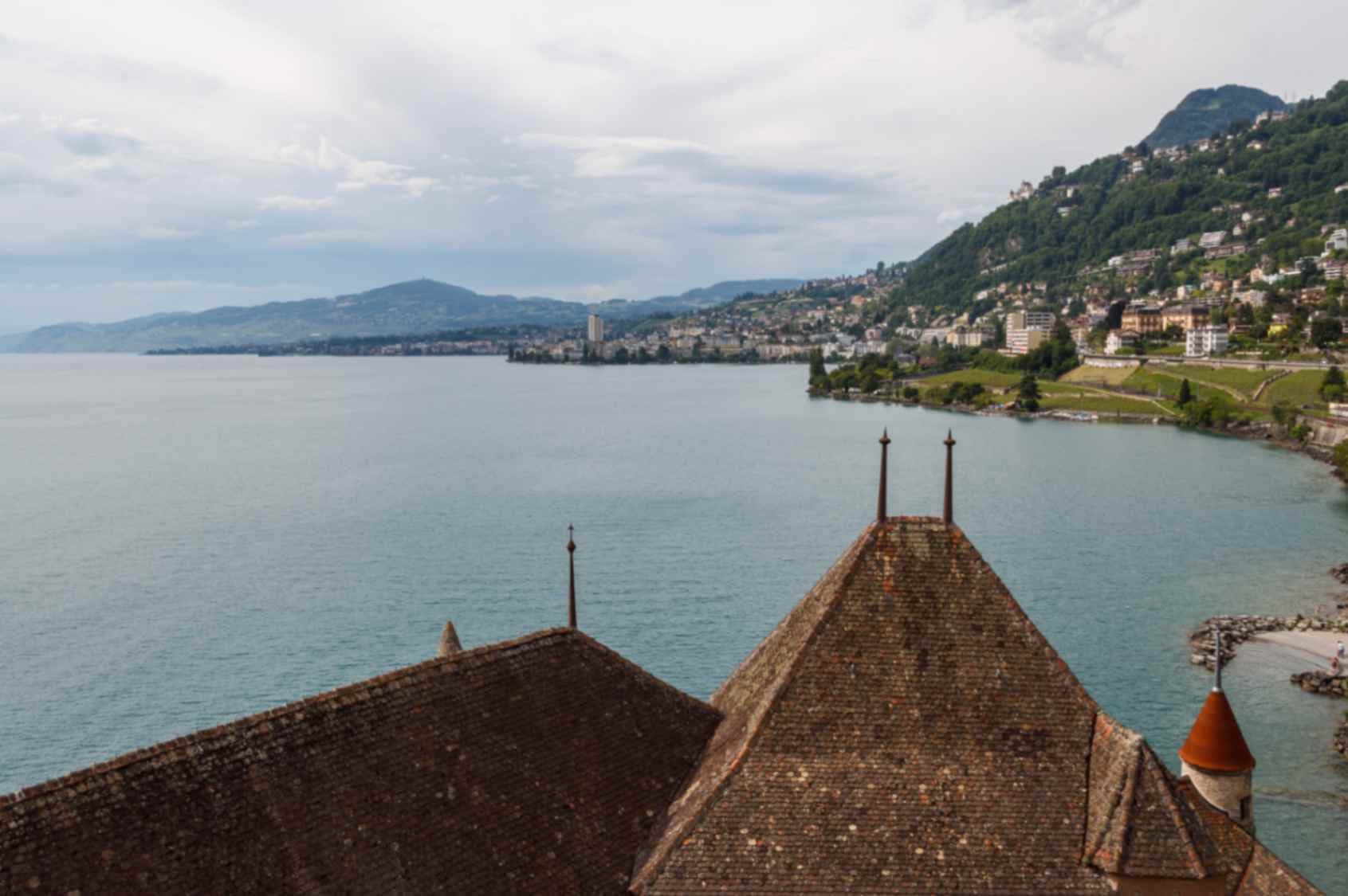 Chillon Castle Rooftops Panorama