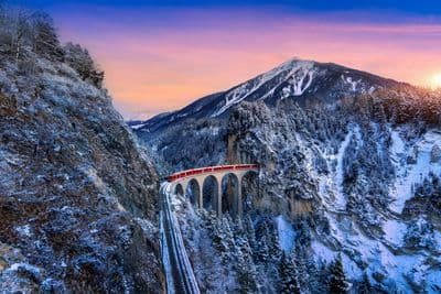 Landwasser Viaduct in Winter, Graubünden