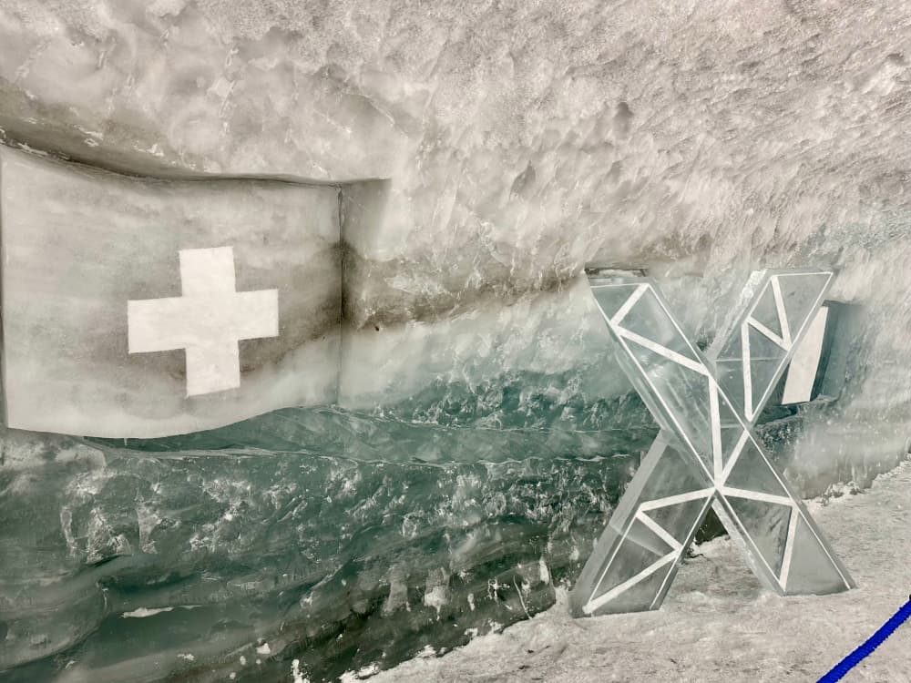 Matterhorn Glacier Swiss Flag Sculpture