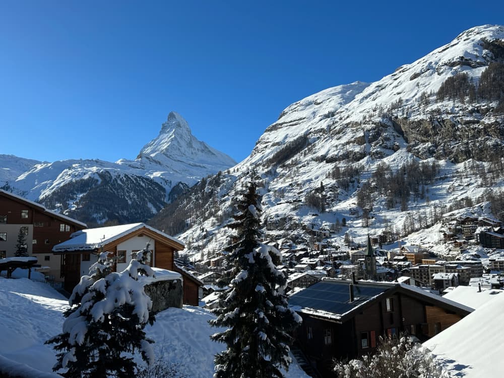 Matterhorn and Zermatt Skyline Winter