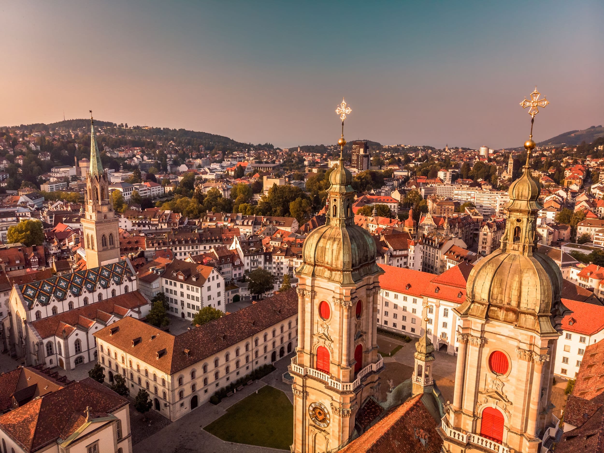 St. Gallen Cathedral aerial view on a day tour from Zurich to Neuschwanstein Castle