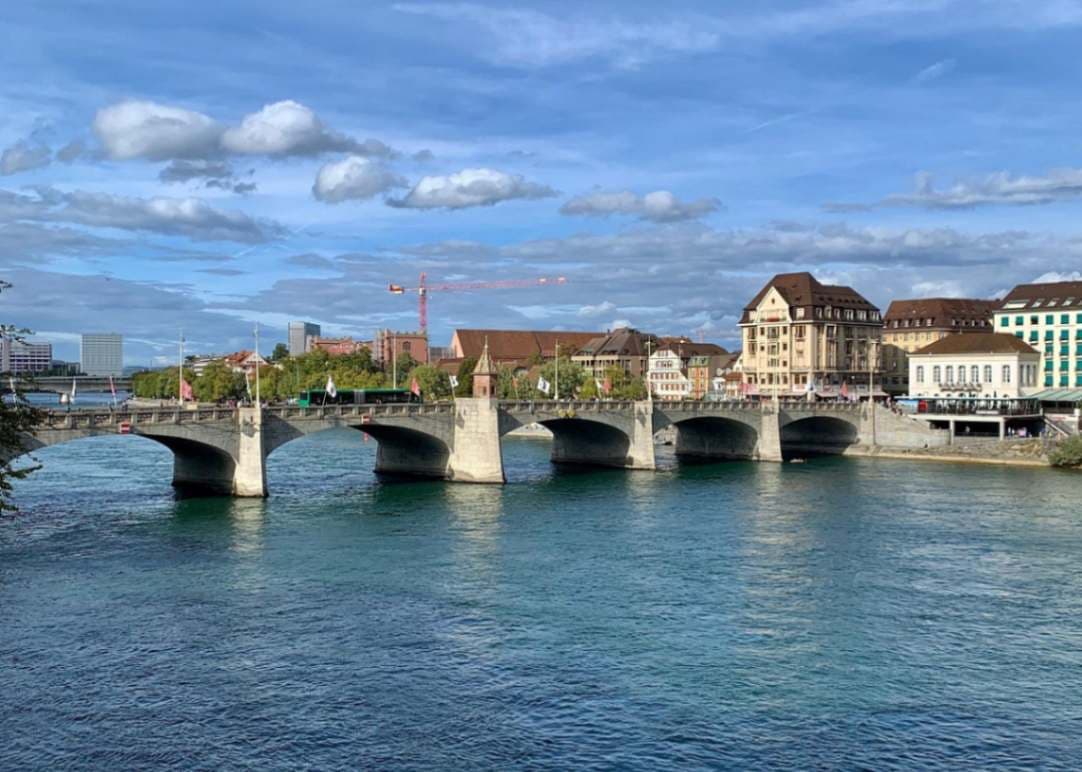 Basel Rhine River Bridge View