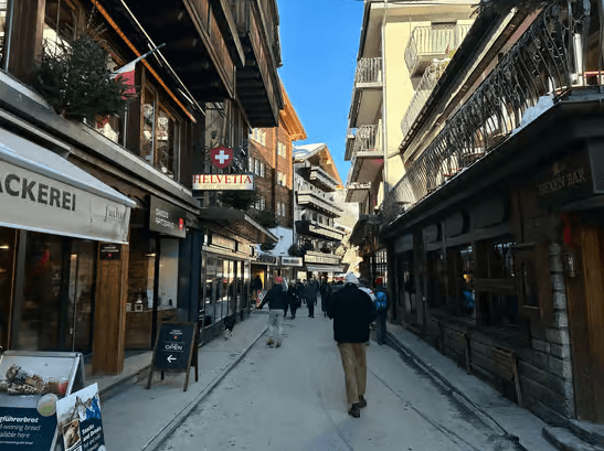 local street at zermatt.